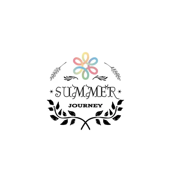 Badge as part of the design - Summer. Sticker, stamp, logo - hands made. With the use of floral elements, calligraphy and lettering — Stock Vector