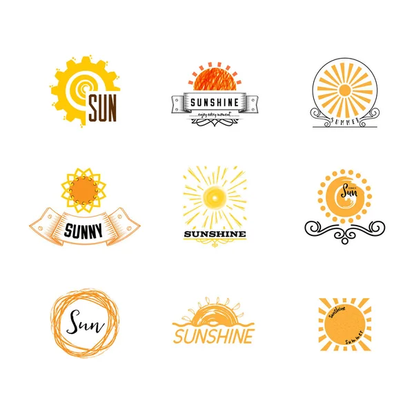 Badge als onderdeel van het ontwerp - zon en in de zomer. Sticker, stempel, logo - handen gemaakt. — Stockvector