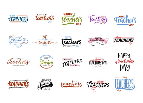 Písmo a kaligrafie moderní - Happy učitelé den na vás. Nálepky, razítka, loga - ručně dělané — Stockový vektor