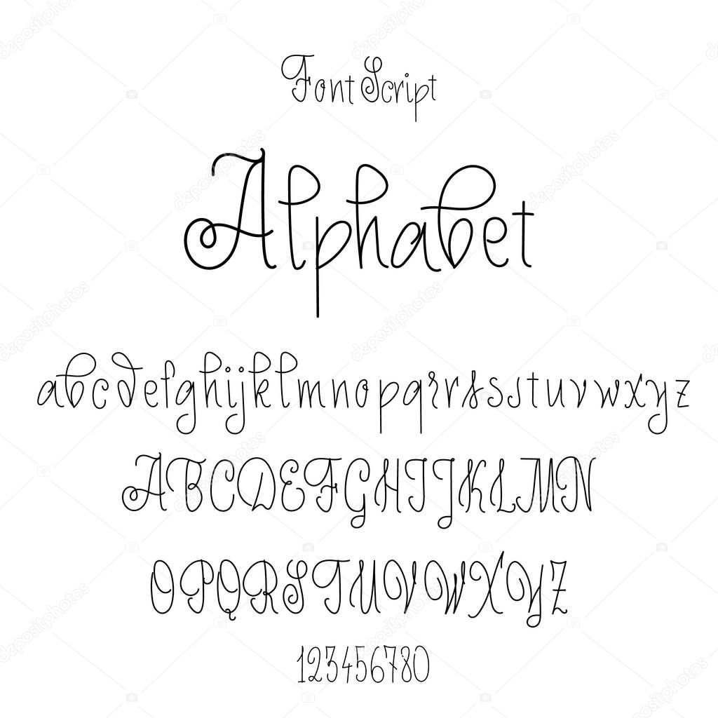 Font drawn on the basis of handwriting calligraphy, modern cursive script brush.
