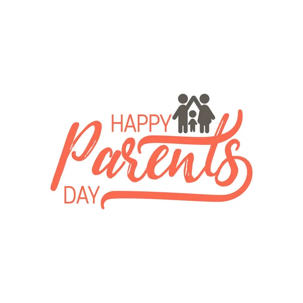 Дизайн значка на День родителей. Наклейка, штамп, логотип - ручная работа. С использованием элементов типографии, каллиграфии и надписей — стоковый вектор