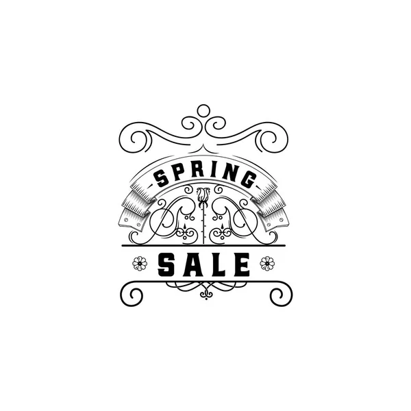 Diseño de insignia de venta de primavera. Pegatina, sello, logotipo - hecho a mano. Con el uso de elementos tipográficos, caligrafía y letras — Vector de stock