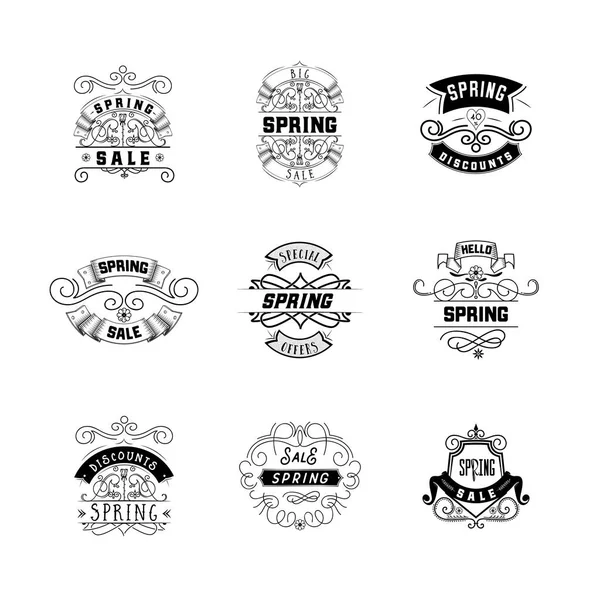 Lente verkoop badge ontwerp. Sticker, stempel, logo - handgemaakte. Met het gebruik van typografie elementen, kalligrafie en belettering — Stockvector