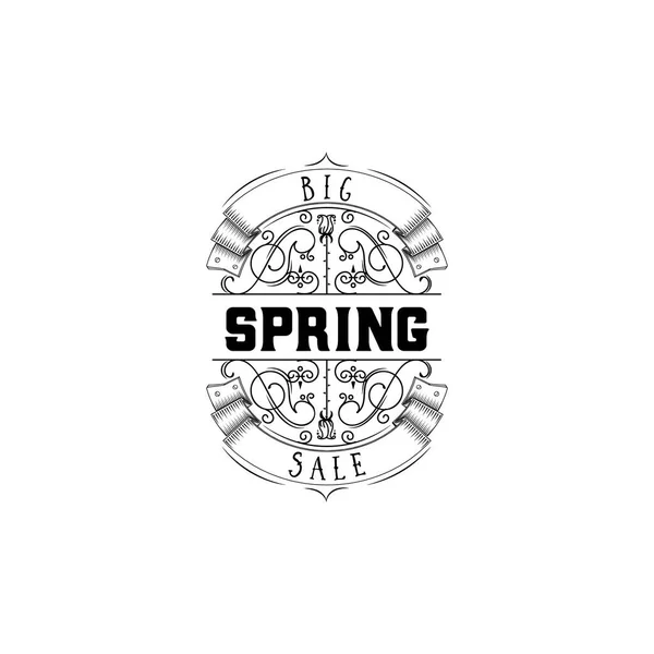 Frühjahrsverkauf Badge Design. Aufkleber, Stempel, Logo - handgemacht. unter Verwendung von Typografie-Elementen, Kalligrafie und Schriftzügen — Stockvektor