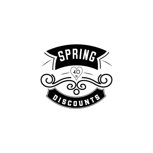 Spring sale badge design . Sticker, stamp, logo - handmade. With the use of typography elements, calligraphy and lettering — Stock Vector