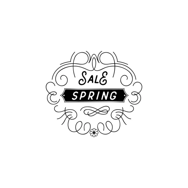 Spring sale badge design . Sticker, stamp, logo - handmade. With the use of typography elements, calligraphy and lettering — Stock Vector