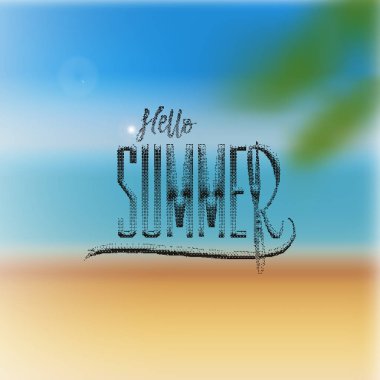 Merhaba yaz şablonundaki arka plan bulanık - el yapımı. İzole vektör nesnesi logo tasarım için bir rozet olduğunu