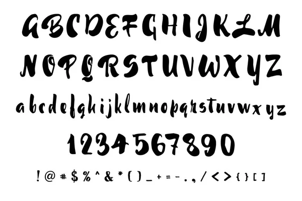Διάνυσμα αλφάβητο. Καλλιγραφικά γραμματοσειρά. Μοναδικό προσαρμοσμένους χαρακτήρες. Χέρι γράμματα για σχέδια - λογότυπα, εμβλήματα, καρτ-ποστάλ, αφίσες, τυπωμένες ύλες. Σύγχρονη βούρτσα χειρογράφου τυπογραφία. — Διανυσματικό Αρχείο