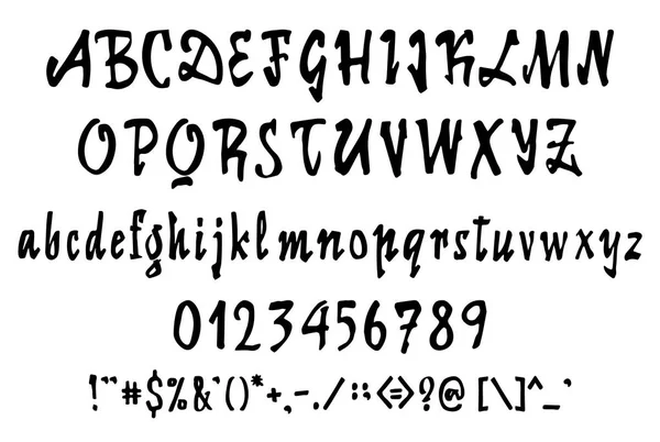 Векторний алфавіт. Унікальні нетипові символи. Ручне листування для дизайну логотипи, значки, листівки, плакати, принти. Сучасний сценарій почерку пензлем — стоковий вектор