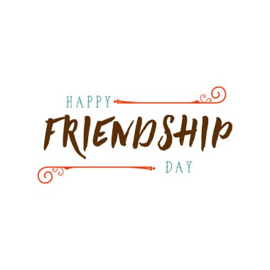 Mutlu dostluk günü. Vektör tipografik renkli tasarımı. Tatiliniz için rozetleri kartpostallar, poster tasarımı.