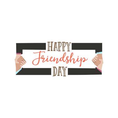 Mutlu dostluk günü. Vektör tipografik renkli tasarımı. Tatiliniz için rozetleri kartpostallar, poster tasarımı.