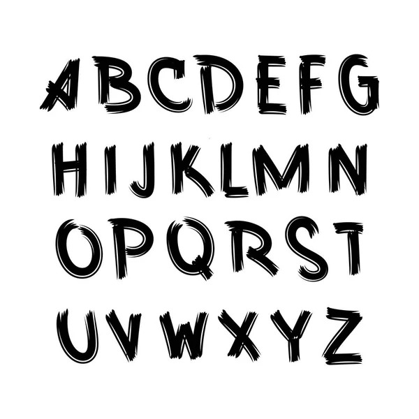 Alphabet vectoriel. Fonte calligraphique. Personnages personnalisés uniques. Lettrage à la main pour les dessins - logos, insignes, cartes postales, affiches, impressions. Pinceau moderne écriture Typographie . — Image vectorielle