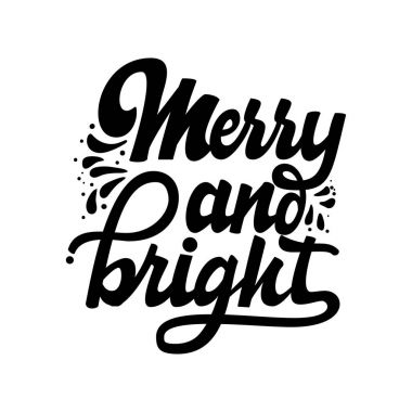 Mutlu ve zeki. Noel yazı ve dekoratif tasarım öğeleri ile hat. Vektör bayram kartı.