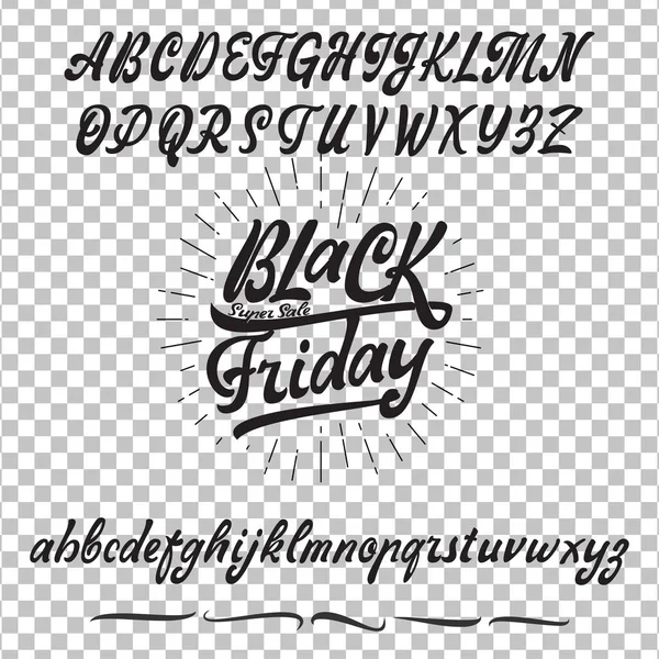 Black Friday Sale. Handmade Font. Alphabet written by hand, for your design — Stock Vector