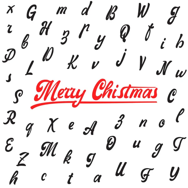 З Різдвом, рукописні латинського алфавіту, може бути використаний на все. — стоковий вектор