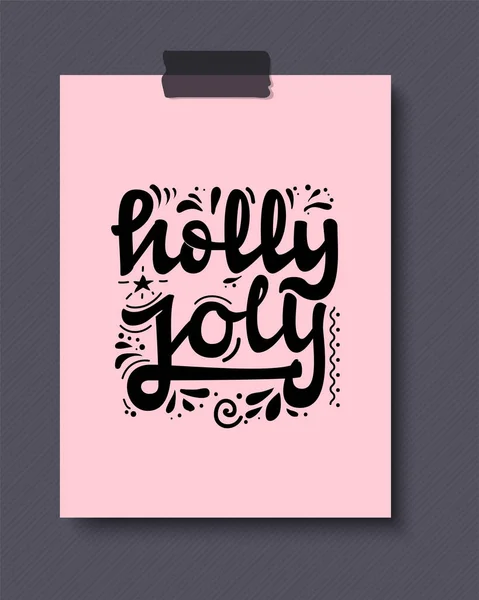 Holly Jolly. Χριστούγεννα γράμματα και καλλιγραφία με διακοσμητικά σχεδιαστικά στοιχεία. Εορταστική κάρτα διάνυσμα. — Διανυσματικό Αρχείο