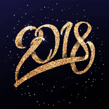 2018 mutlu yeni yıl. Çin burç üzerinde sarı bir köpek, bir şablon yıldır üzerinde arka plan ışık bokeh kartpostal işlemeli