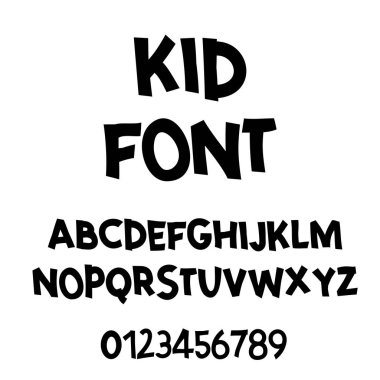 Komik yazı yazı tipi. Vektör alfabe. El yazı komut dosyası yazı tipi. Tipografi alfabe tasarımlar için: logolar, ambalaj tasarımı, afişi. Çocuklar Abc...