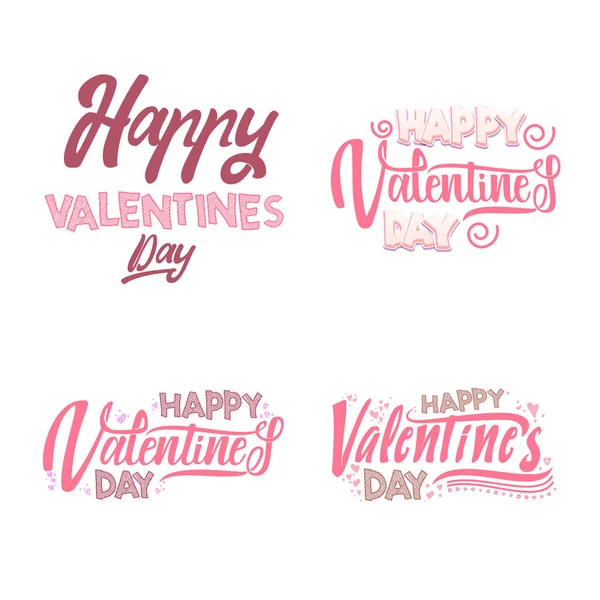Happy Valentines day set. Hand Drawing Vector Lettering design. Can be used for posters, postcards, prints on clothes. — Stock Vector