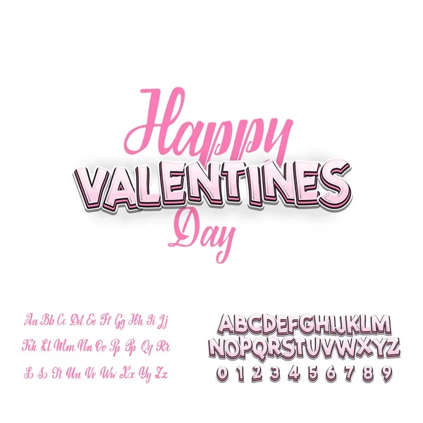 Fröhliche Valentinstag-Schrift. Vektoralphabet. Handschrift-Schrift. Typografie abc für Designs: Logos, Verpackungsdesign, Poster. abc... — Stockvektor