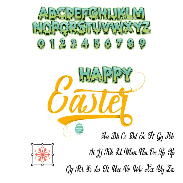 Feliz Pascua - fuente. Alfabeto vectorial. Letras de mano. Alfabeto tipográfico para Diseños: Logotipos, Diseño de Embalajes, Póster. ABC ... — Vector de stock