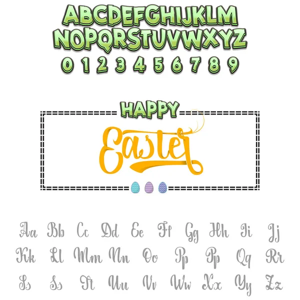 Happy Easter - font. Vector alphabet.Hand Lettering script font. Typography alphabet for Designs: Logos, Packaging Design, Poster. ABC...