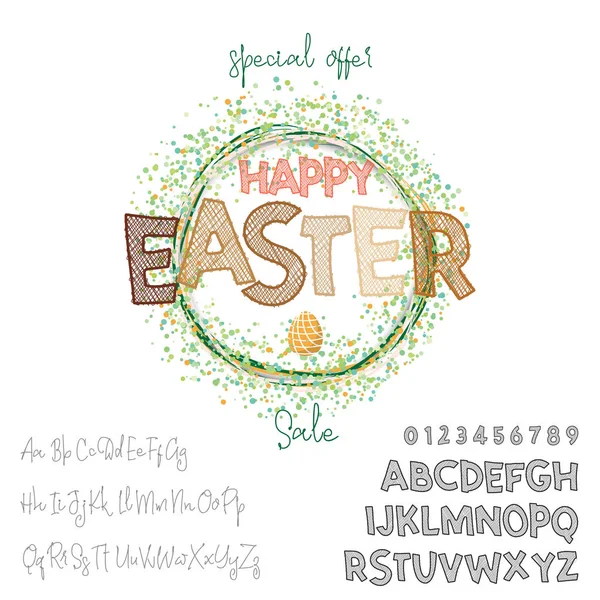 Happy Easter - font. Vector alphabet.Hand Lettering script font ...