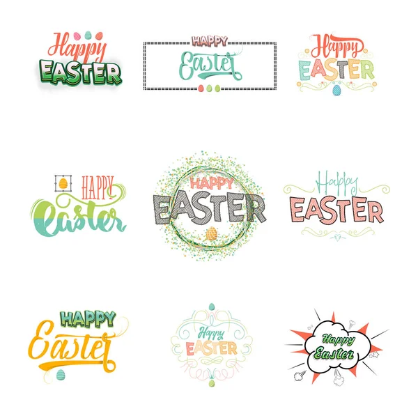 Joyeuses bannières de Pâques. Dessin à la main vectoriel Lettrage design. Peut être utilisé pour les affiches, les cartes postales, les impressions sur les vêtements . — Image vectorielle