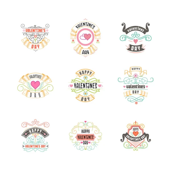 Happy Valentines day set. Hand Drawing Vector Lettering design. Can be used for posters, postcards, prints on clothes. — Stock Vector