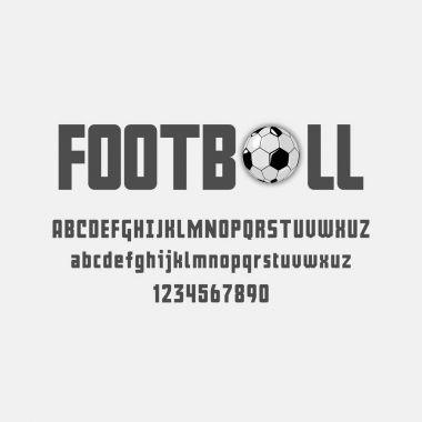Futbol futbol - rozet, logo ve yazı tipi kümesi. Vektör çizim.