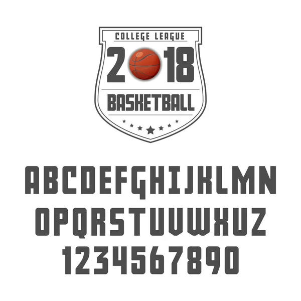 Uppsättning av basket - badge, logo och typsnitt. Vektorillustration. — Stock vektor