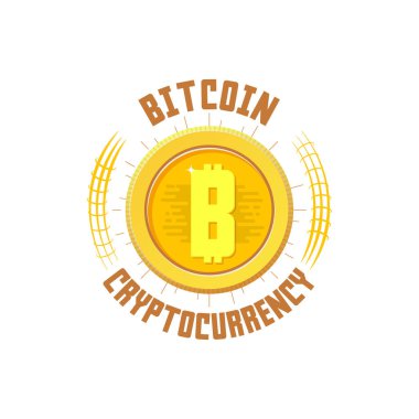 Bitcoin bage. Dijital para. Blockchain, Finans simgesi. Cryptocurrency logo işareti.