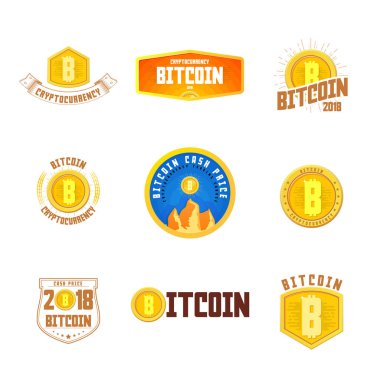 Bitcoin bage küme. Dijital para. Blockchain, Finans simgesi. Cryptocurrency logo işareti.
