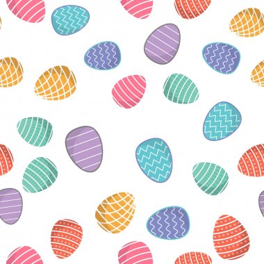 Paskalya seamless modeli. Geometrik desenlerle renkli yumurta için ambalaj kağıdı arka plan duvar kağıdı olarak kullanılabilir.