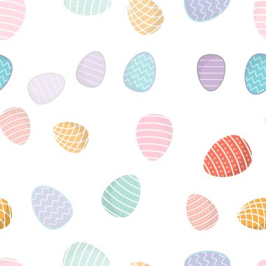 Paskalya seamless modeli. Geometrik desenlerle renkli yumurta için ambalaj kağıdı arka plan duvar kağıdı olarak kullanılabilir.