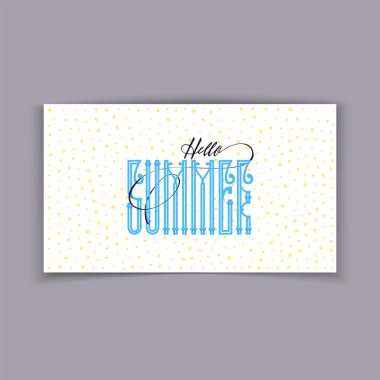 Merhaba yaz. Retro işaret, rozet, banner şablon. Yaz arması yazı. Yazdırma posterler ve site üzerindeki bir simge olarak iyidir.