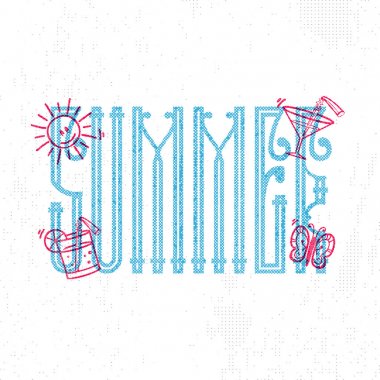 Yaz. Retro işaret, rozet, banner şablon. Cevizli yaz arması, illüstrasyon palmiye ağacı. Yazdırma posterler ve site üzerindeki bir simge olarak iyidir.