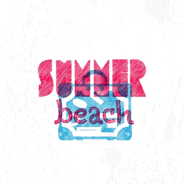 Praia de verão. Assinatura retrô, crachá, modelo de banner. Ilustração palmeira com coco do emblema do verão. É bom para a impressão de cartazes e como um ícone no site . — Vetor de Stock