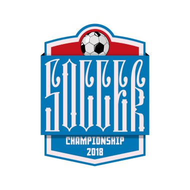 Futbol - afiş kavramı, futbol topu ile yazıt ligatür. Rus tarzı harflerdir.