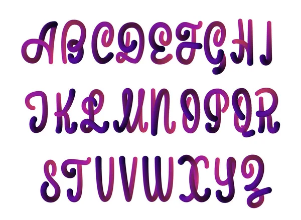 3D lettertype gemaakt door het gereedschap Overvloeien. Latijnse hoofdstad alfabet. Het effect van de kleurovergang en volume. — Stockvector