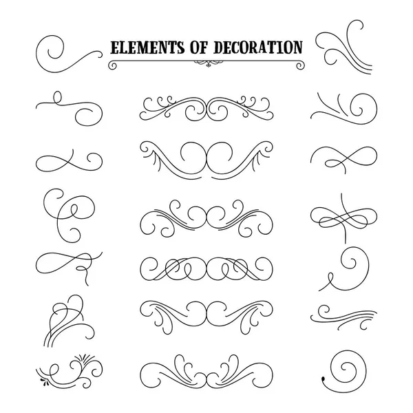Set of hand drawn flourish elements. Vector illustration. Elements of decoration. — Stock Vector