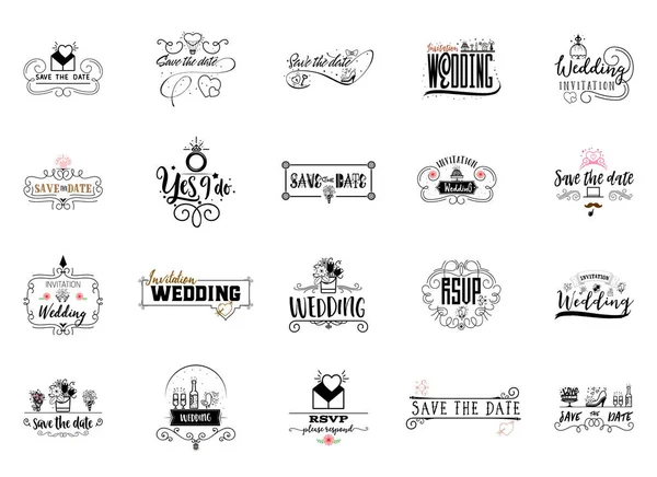 Letras de casamento - distintivo. Salve a data - convites. Design minimalista . — Vetor de Stock