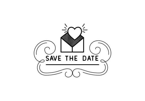 Save the date calligraphy vector lettering for wedding or love card - banner for postcards and other uses. — Stock Vector