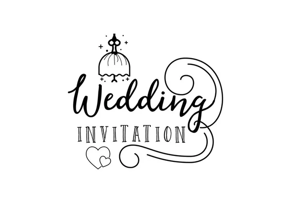 Emblema de casamento, lettering convite. Para a organização de eventos de casamento . — Vetor de Stock