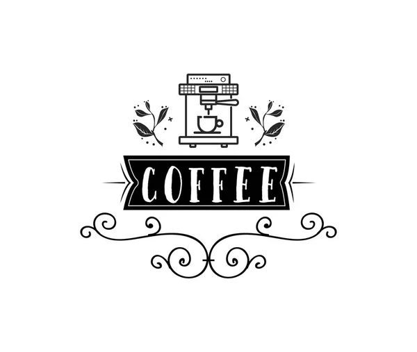 咖啡店时髦复古风格的刻字徽章。矢量插图 — 图库矢量图片