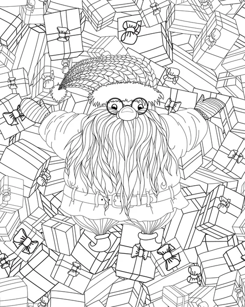 Santa-Claus-gifts-Coloring-for-adults — Stock Vector