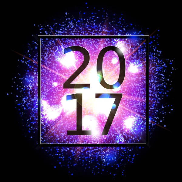 2017-happy-new-year-background-glühend-farbig-Staubwolke — Stockvektor