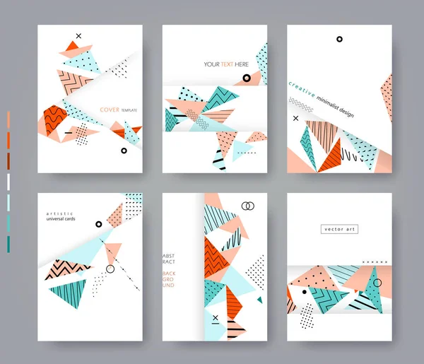 Set-artistic-universal-cards-flat-minimalist-design-Geometric-background-Template-4 — 스톡 벡터