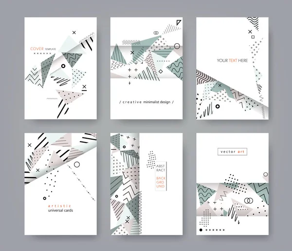 Set-artistic-universal-cards-flat-minimalist-design-Geometric-background-Template-A4-2 — 스톡 벡터