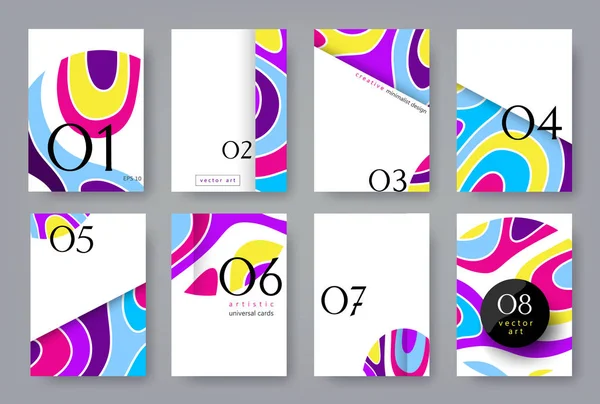 Set-artistic-universal-cards-rounded-shapes-color-A4-1 — Stock vektor